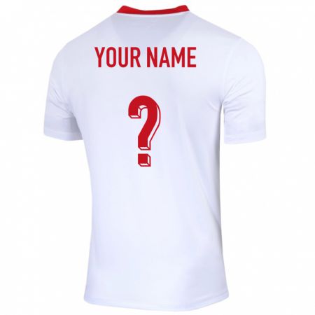 Kandiny Kinder Polen Ihren Namen #0 Weiß Heimtrikot Trikot 24-26 T-Shirt