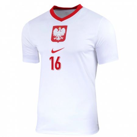 Kandiny Kinder Polen Klaudia Jedlinska #16 Weiß Heimtrikot Trikot 24-26 T-Shirt