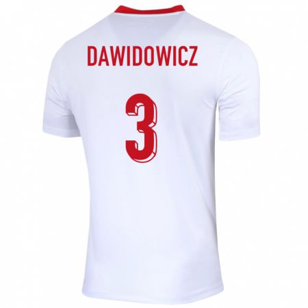 Kandiny Kinder Polen Pawel Dawidowicz #3 Weiß Heimtrikot Trikot 24-26 T-Shirt