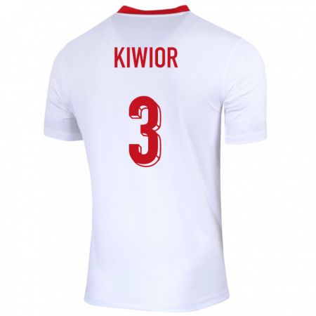 Kandiny Kinder Polen Jakub Kiwior #3 Weiß Heimtrikot Trikot 24-26 T-Shirt