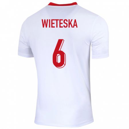 Kandiny Kinder Polen Mateusz Wieteska #6 Weiß Heimtrikot Trikot 24-26 T-Shirt
