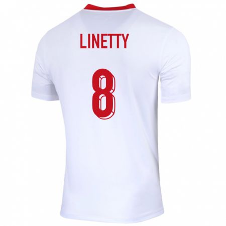 Kandiny Kinder Polen Karol Linetty #8 Weiß Heimtrikot Trikot 24-26 T-Shirt