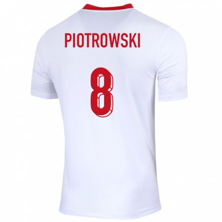 Kandiny Kinder Polen Jakub Piotrowski #8 Weiß Heimtrikot Trikot 24-26 T-Shirt