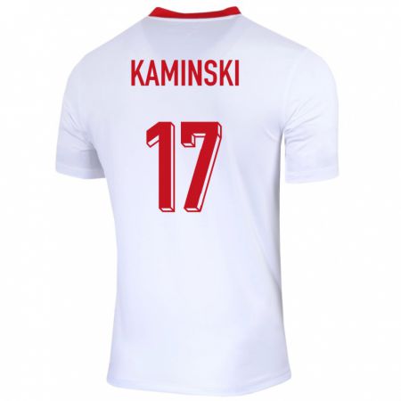 Kandiny Kinder Polen Jakub Kaminski #17 Weiß Heimtrikot Trikot 24-26 T-Shirt