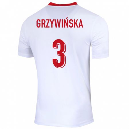 Kandiny Kinder Polen Gabriela Grzywinska #3 Weiß Heimtrikot Trikot 24-26 T-Shirt