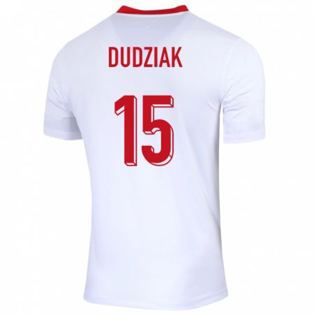 Kandiny Kinder Polen Aleksandra Dudziak #15 Weiß Heimtrikot Trikot 24-26 T-Shirt