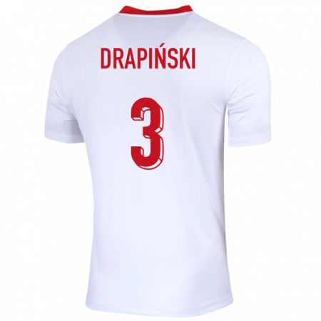 Kandiny Kinder Polen Igor Drapinski #3 Weiß Heimtrikot Trikot 24-26 T-Shirt