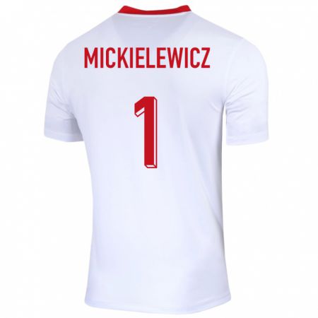 Kandiny Kinder Polen Aleksander Mickielewicz #1 Weiß Heimtrikot Trikot 24-26 T-Shirt