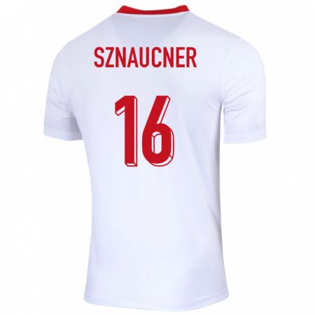 Kandiny Kinder Polen Maksymilian Sznaucner #16 Weiß Heimtrikot Trikot 24-26 T-Shirt