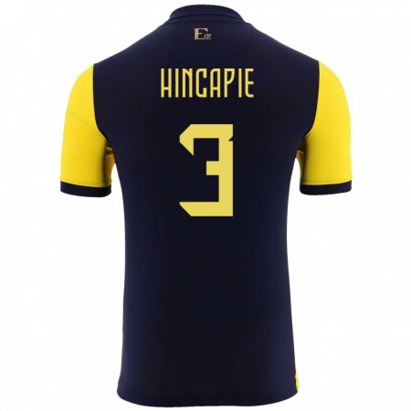 Kandiny Kinder Ecuador Piero Hincapie #3 Gelb Heimtrikot Trikot 24-26 T-Shirt