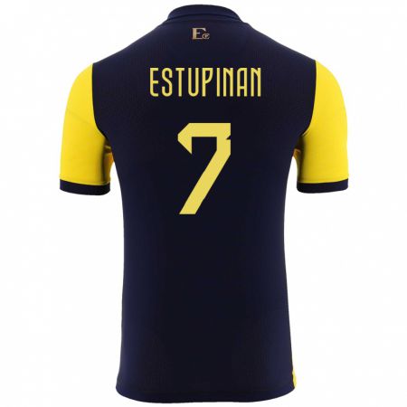 Kandiny Kinder Ecuador Pervis Estupinan #7 Gelb Heimtrikot Trikot 24-26 T-Shirt