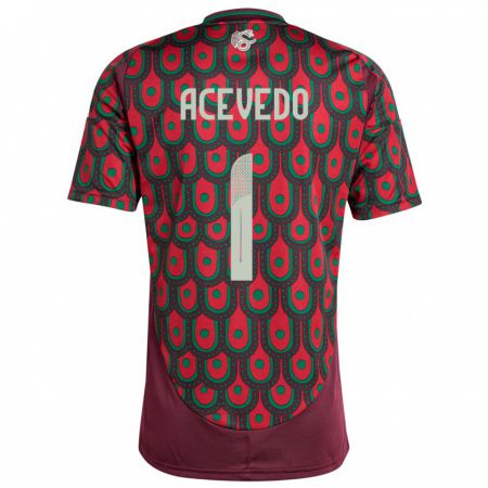 Kandiny Kinder Mexiko Carlos Acevedo #1 Kastanienbraun Heimtrikot Trikot 24-26 T-Shirt