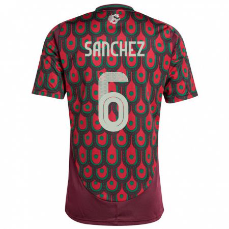 Kandiny Kinder Mexiko Erick Sanchez #6 Kastanienbraun Heimtrikot Trikot 24-26 T-Shirt