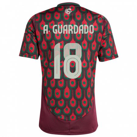 Kandiny Kinder Mexiko Andres Guardado #18 Kastanienbraun Heimtrikot Trikot 24-26 T-Shirt
