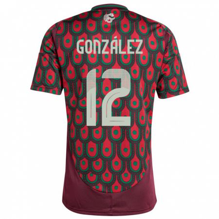 Kandiny Kinder Mexiko Itzel Gonzalez #12 Kastanienbraun Heimtrikot Trikot 24-26 T-Shirt