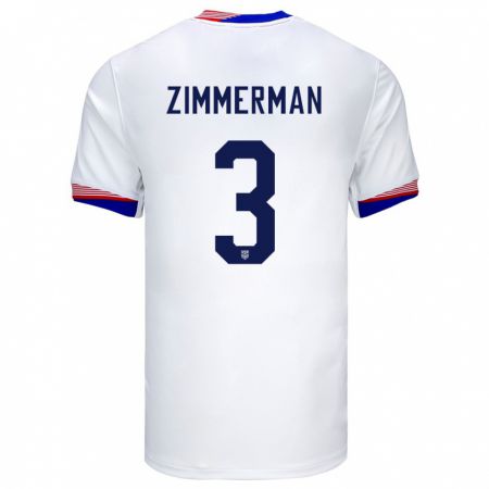 Kandiny Kinder Vereinigte Staaten Walker Zimmerman #3 Weiß Heimtrikot Trikot 24-26 T-Shirt