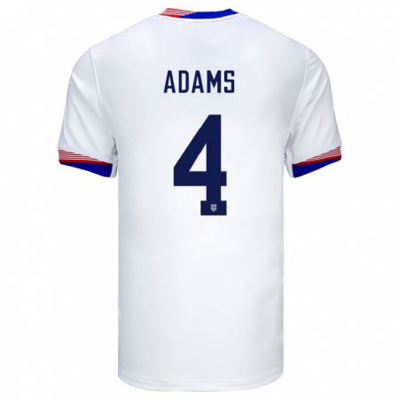Kandiny Kinder Vereinigte Staaten Tyler Adams #4 Weiß Heimtrikot Trikot 24-26 T-Shirt