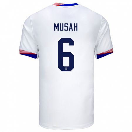 Kandiny Kinder Vereinigte Staaten Yunus Musah #6 Weiß Heimtrikot Trikot 24-26 T-Shirt