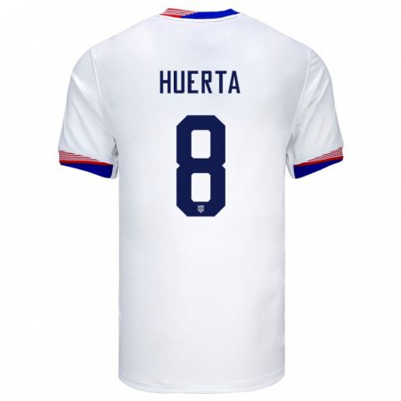 Kandiny Kinder Vereinigte Staaten Sofia Huerta #8 Weiß Heimtrikot Trikot 24-26 T-Shirt