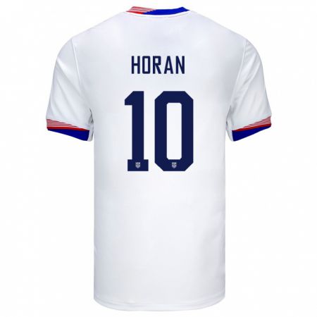 Kandiny Kinder Vereinigte Staaten Lindsey Horan #10 Weiß Heimtrikot Trikot 24-26 T-Shirt