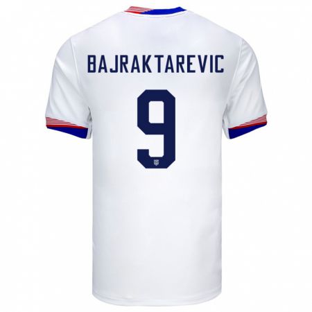 Kandiny Kinder Vereinigte Staaten Esmir Bajraktarevic #9 Weiß Heimtrikot Trikot 24-26 T-Shirt