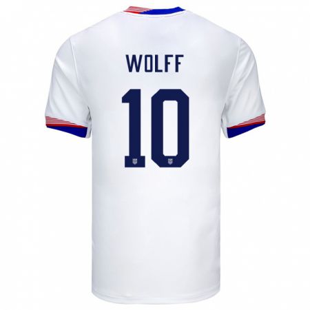 Kandiny Kinder Vereinigte Staaten Owen Wolff #10 Weiß Heimtrikot Trikot 24-26 T-Shirt