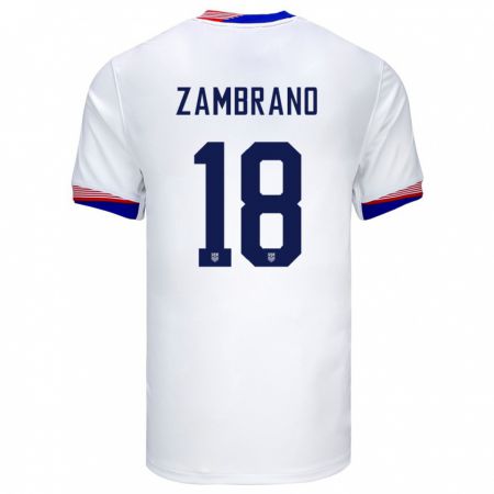 Kandiny Kinder Vereinigte Staaten Marcos Zambrano #18 Weiß Heimtrikot Trikot 24-26 T-Shirt