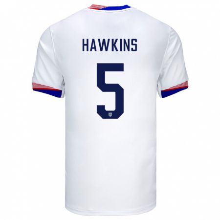 Kandiny Kinder Vereinigte Staaten Stuart Hawkins #5 Weiß Heimtrikot Trikot 24-26 T-Shirt