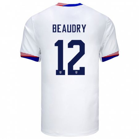 Kandiny Kinder Vereinigte Staaten Adam Beaudry #12 Weiß Heimtrikot Trikot 24-26 T-Shirt
