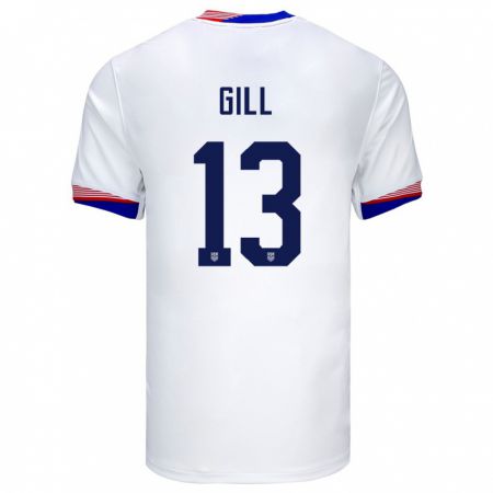 Kandiny Kinder Vereinigte Staaten Adrian Gill #13 Weiß Heimtrikot Trikot 24-26 T-Shirt