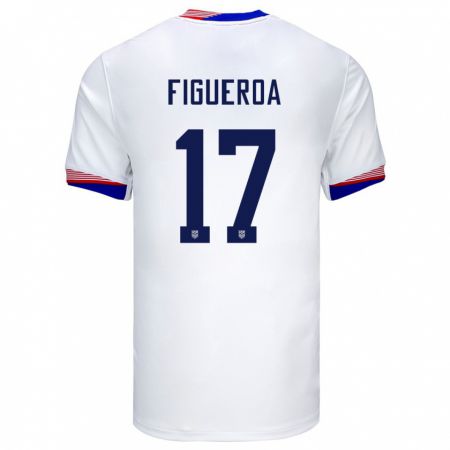 Kandiny Kinder Vereinigte Staaten Keyrol Figueroa #17 Weiß Heimtrikot Trikot 24-26 T-Shirt
