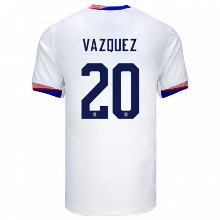 Kandiny Kinder Vereinigte Staaten David Vazquez #20 Weiß Heimtrikot Trikot 24-26 T-Shirt