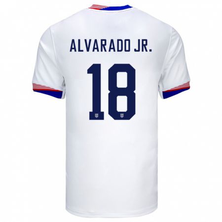 Kandiny Kinder Vereinigte Staaten Alejandro Alvarado Jr #18 Weiß Heimtrikot Trikot 24-26 T-Shirt