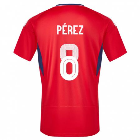 Kandiny Kinder Costa Rica Creichel Perez #8 Rot Heimtrikot Trikot 24-26 T-Shirt