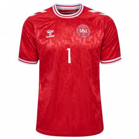 Kandiny Kinder Dänemark Filip Jørgensen #1 Rot Heimtrikot Trikot 24-26 T-Shirt