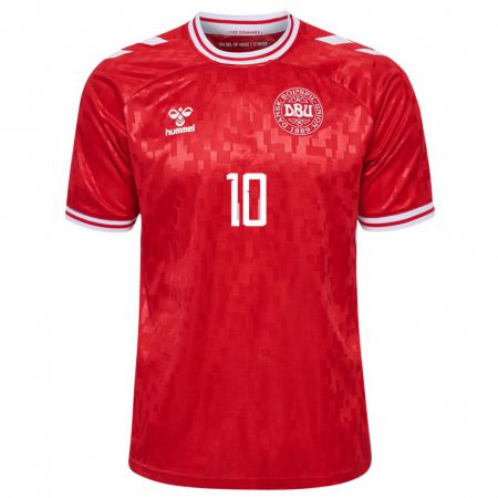 Kandiny Kinder Dänemark Gustav Christensen #10 Rot Heimtrikot Trikot 24-26 T-Shirt