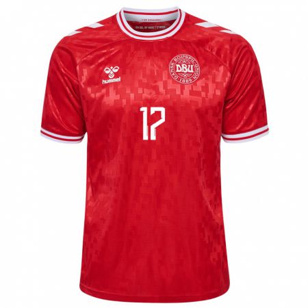 Kandiny Kinder Dänemark Rasmus Düring #17 Rot Heimtrikot Trikot 24-26 T-Shirt