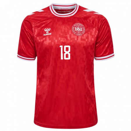 Kandiny Kinder Dänemark Mads Enggard #18 Rot Heimtrikot Trikot 24-26 T-Shirt