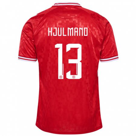 Kandiny Kinder Dänemark Morten Hjulmand #13 Rot Heimtrikot Trikot 24-26 T-Shirt
