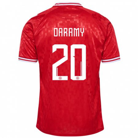 Kandiny Kinder Dänemark Mohamed Daramy #20 Rot Heimtrikot Trikot 24-26 T-Shirt