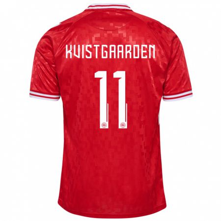 Kandiny Kinder Dänemark Mathias Kvistgaarden #11 Rot Heimtrikot Trikot 24-26 T-Shirt