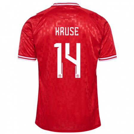Kandiny Kinder Dänemark David Kruse #14 Rot Heimtrikot Trikot 24-26 T-Shirt