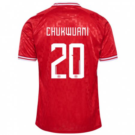 Kandiny Kinder Dänemark Tochi Chukwuani #20 Rot Heimtrikot Trikot 24-26 T-Shirt