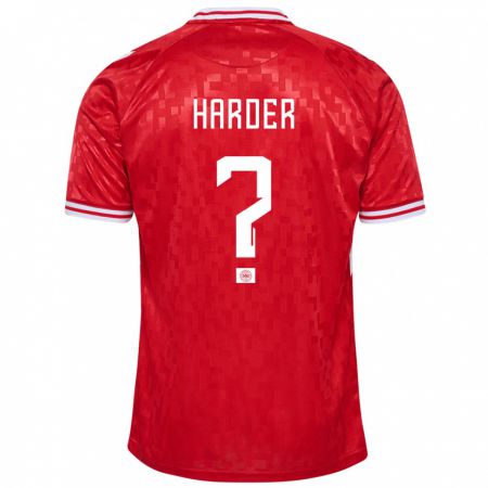 Kandiny Kinder Dänemark Conrad Harder #0 Rot Heimtrikot Trikot 24-26 T-Shirt