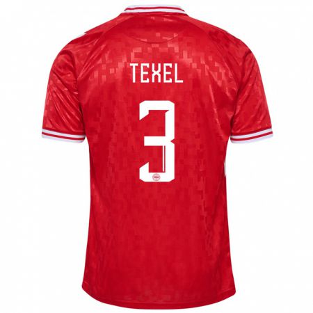 Kandiny Kinder Dänemark Pontus Texel #3 Rot Heimtrikot Trikot 24-26 T-Shirt