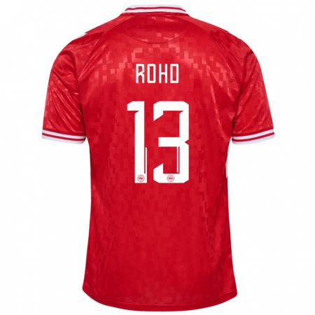 Kandiny Kinder Dänemark Emil Rohd #13 Rot Heimtrikot Trikot 24-26 T-Shirt