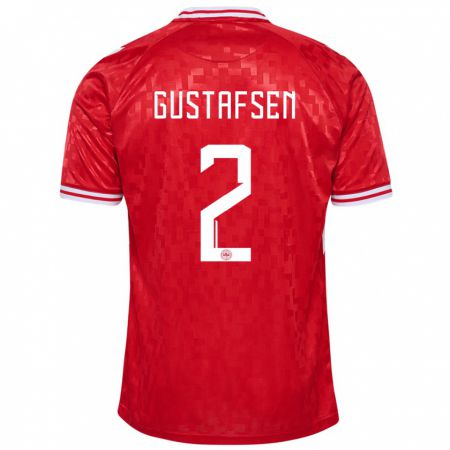 Kandiny Kinder Dänemark Victor Gustafsen #2 Rot Heimtrikot Trikot 24-26 T-Shirt
