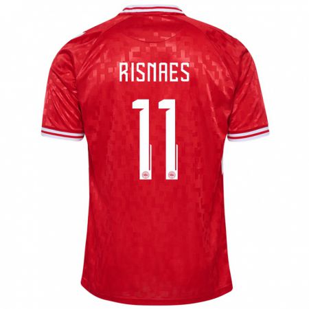 Kandiny Kinder Dänemark Roberto Risnaes #11 Rot Heimtrikot Trikot 24-26 T-Shirt