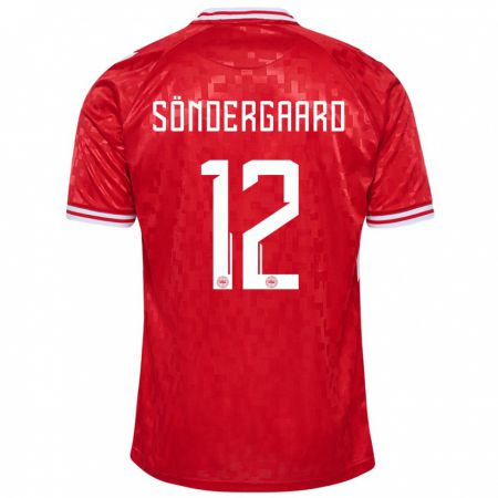 Kandiny Kinder Dänemark Philip Söndergaard #12 Rot Heimtrikot Trikot 24-26 T-Shirt