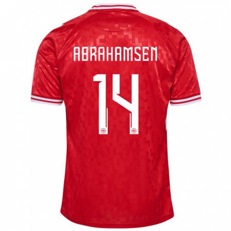 Kandiny Kinder Dänemark Mads Abrahamsen #14 Rot Heimtrikot Trikot 24-26 T-Shirt